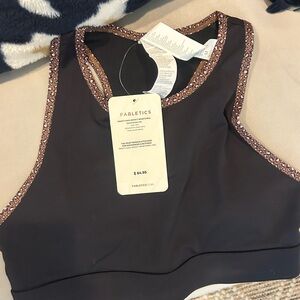 Fabletics Black and Brown Trim Sports Bra